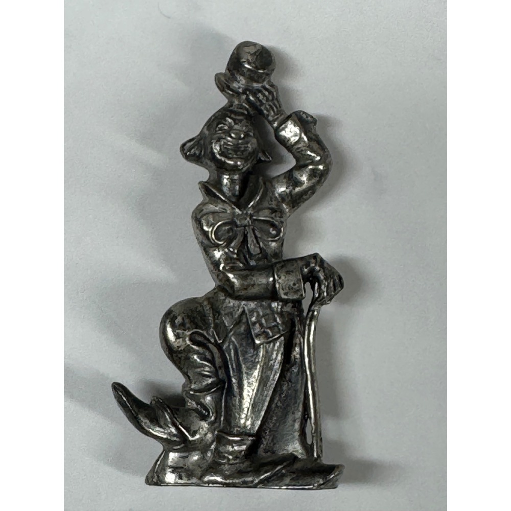 Vintage Pewter Clown Figurine Miniature Tipping Hat Circus Statuette 3 Inch